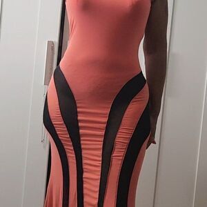 NEW Coral Sleeveless Mesh Maxi dress Size M